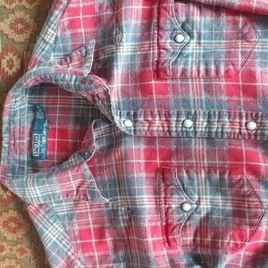 Polo RL Western Cut Pearl Snap Flannel - EUC!